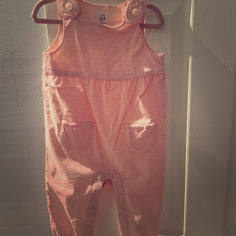Baby gap pink polka dot jumpsuit